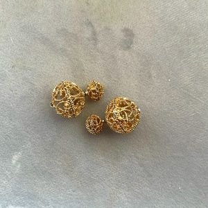 Luxury Design Double Sided Stud Earrings Balls American European Women Gold